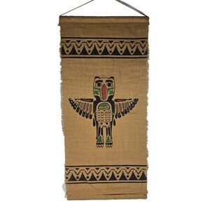 Vintage Thunderbird Burlap Jute Wall Hanging Tapestry